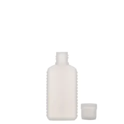 Bottiglia tanica da 50 ml, collo stretto, rettangolare, plastica HDPE, naturale, bocca: DIN 18