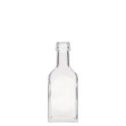 Bottiglia tascabile da 40 ml, collo lungo, rettangolare, vetro, bocca: PP 22
