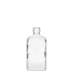 Bottiglia tascabile da 50 ml, rettangolare, vetro, bocca: PP 18