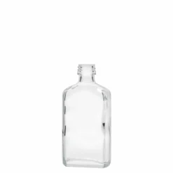 Bottiglia tascabile da 50 ml, rettangolare, vetro, bocca: PP 18