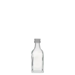 Bottiglia tascabile da 20 ml, rettangolare, vetro, bocca: PP 18