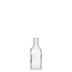 Bottiglia tascabile da 20 ml, rettangolare, vetro, bocca: PP 18