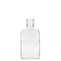 Bottiglia tascabile 100 ml, rettangolare, vetro, bocca: PP 28