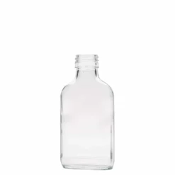 Bottiglia tascabile 100 ml, rettangolare, vetro, bocca: PP 28
