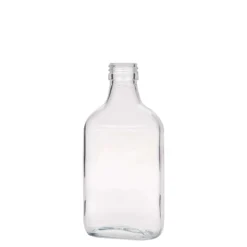 Bottiglia tascabile 200 ml, rettangolare, vetro, bocca: PP 28