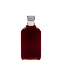 Bottiglia tascabile 200 ml, rettangolare, vetro, bocca: PP 28