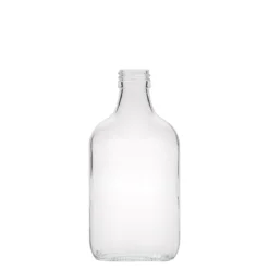 Bottiglia tascabile 200 ml, rettangolare, vetro, bocca: PP 28