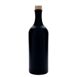 Brocca in terracotta da 750 ml, collo lungo, gres, nero, bocca: sughero