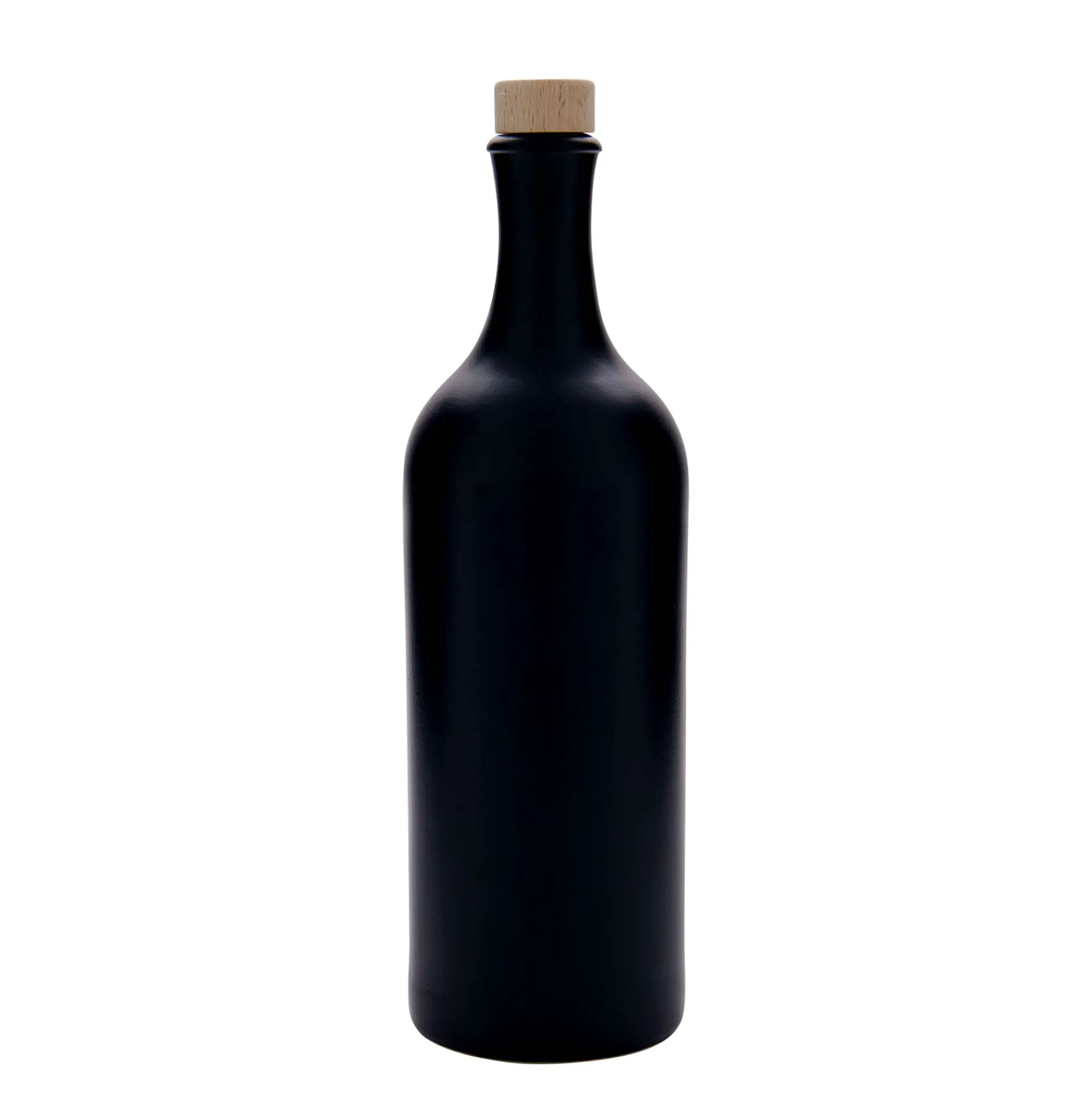 Brocca in terracotta da 750 ml, collo lungo, gres, nero, bocca: sughero