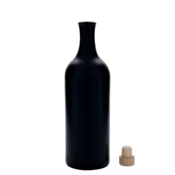 Brocca in terracotta da 750 ml, collo lungo, gres, nero, bocca: sughero