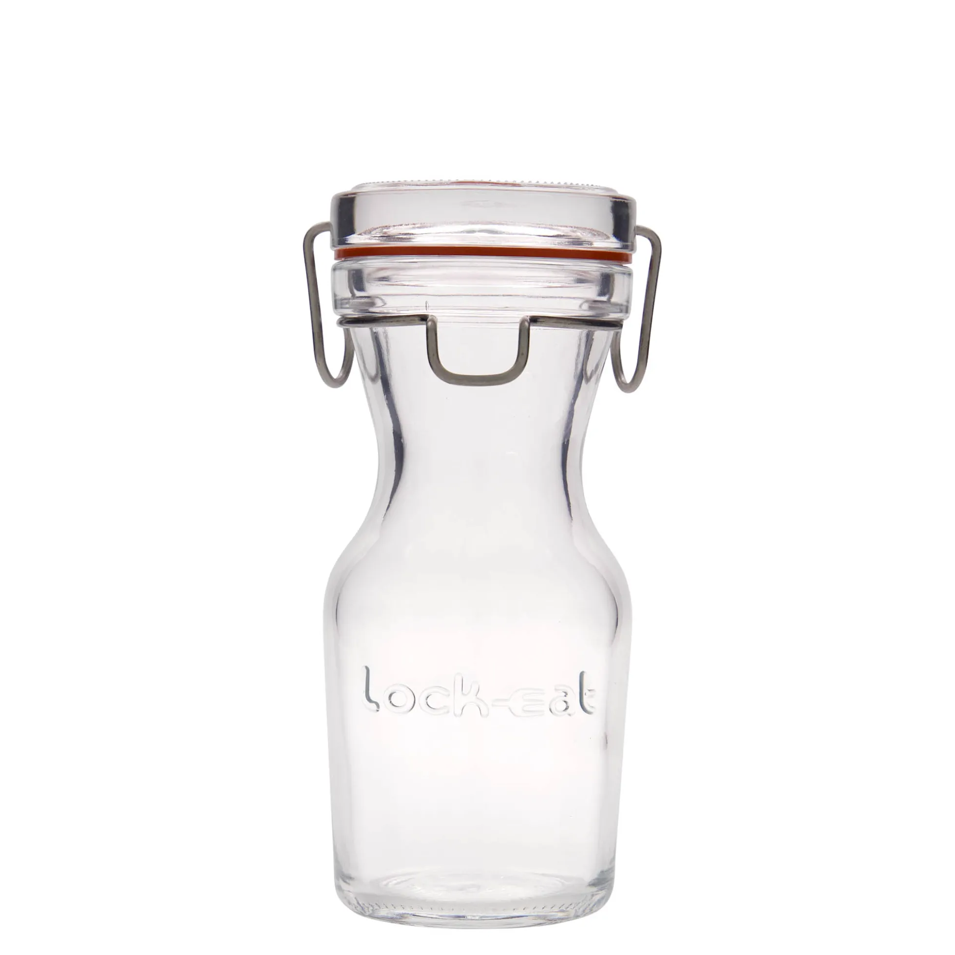Caraffa in vetro da 250 ml 'Lock-Eat', bocca: chiusura a gancio metallico