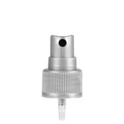 Chiusura a vite con nebulizzatore spray, plastica PP, argento, per bocca: 24/410