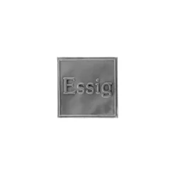 Etichetta in stagno 'Aceto', quadrata, metallo, argento