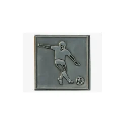 Etichetta in stagno 'Calcio', quadrata, metallo, argento