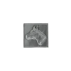 Etichetta in stagno 'Cavallo', quadrata, metallo, argento