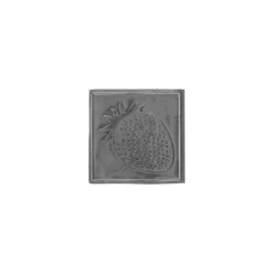 Etichetta in stagno 'Fragola', quadrata, metallo, argento