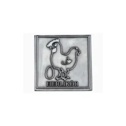 Etichetta in stagno 'Liquore all'uovo', quadrata, metallo, argento