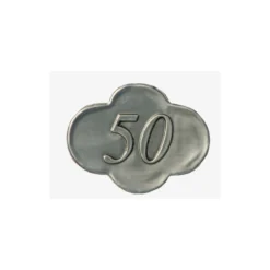 Etichetta in stagno '50', metallo, argento