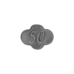 Etichetta in stagno '50', metallo, argento