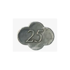 Etichetta in stagno '25', metallo, argento