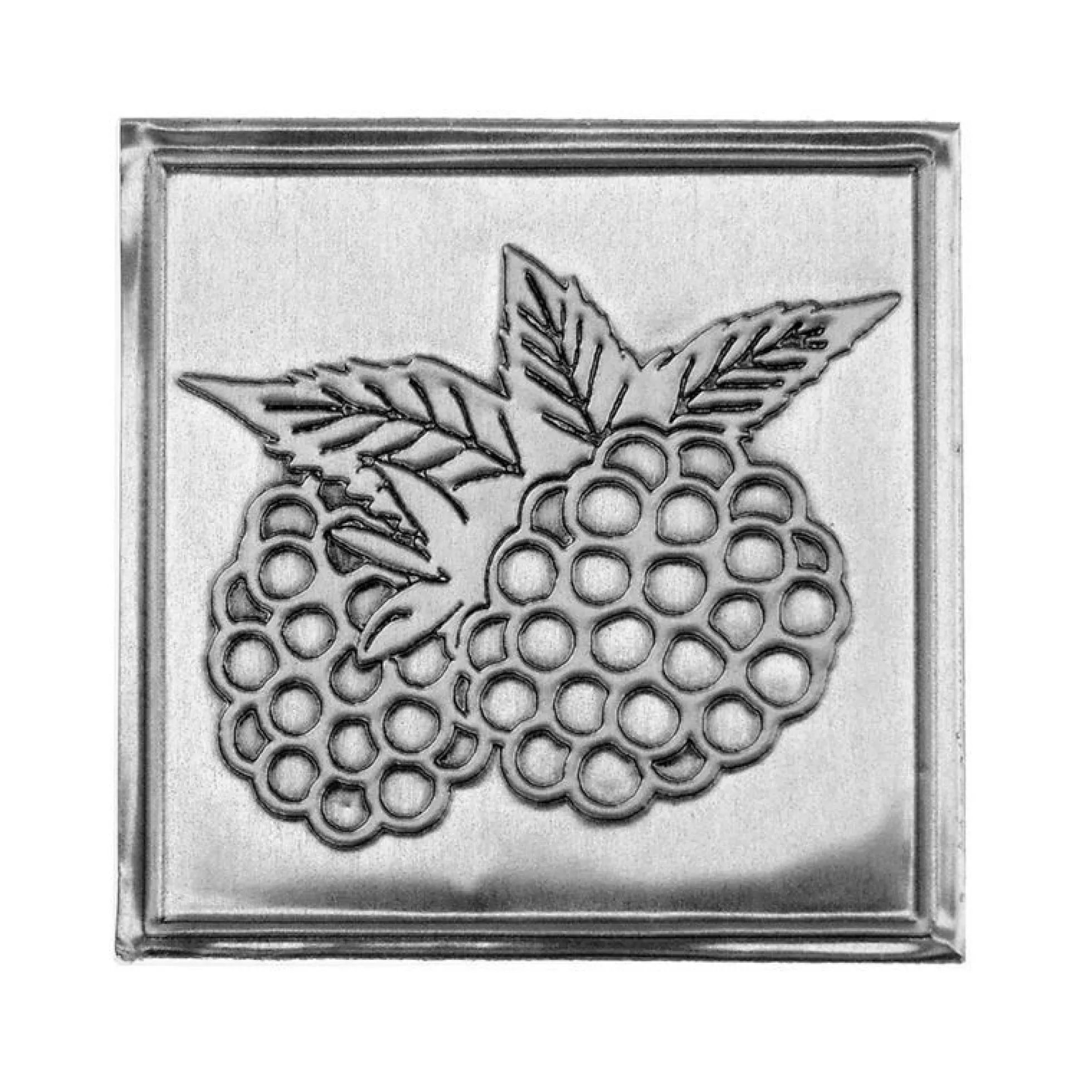 Etichetta in stagno 'More', quadrata, metallo, argento