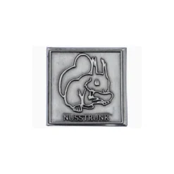 Etichetta in stagno 'Nusstrunk', quadrata, metallo, argento