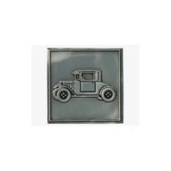 Etichetta in stagno 'Oldtimer', quadrata, metallo, argento
