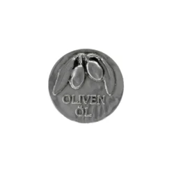 Etichetta in stagno 'Olio d'oliva', metallo, argento