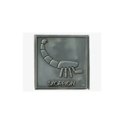 Etichetta in stagno 'Scorpione', quadrata, metallo, argento