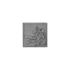 Etichetta in stagno 'Subacqueo', quadrata, metallo, argento