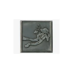 Etichetta in stagno 'Subacqueo', quadrata, metallo, argento