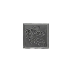 Etichetta in stagno 'Uva', quadrata, metallo, argento
