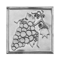 Etichetta in stagno 'Uva', quadrata, metallo, argento