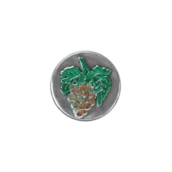 Etichetta in stagno 'Uva', rotonda, metallo, argento