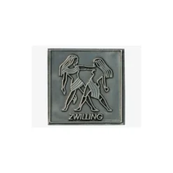 Etichetta in stagno 'Zwilling', quadrata, metallo, argento