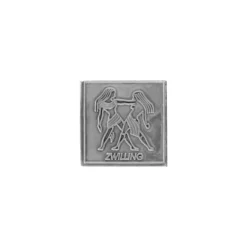 Etichetta in stagno 'Zwilling', quadrata, metallo, argento