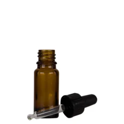 Flacone con contagocce da 10 ml, medicina, vetro, marrone-nero, bocca: DIN 18
