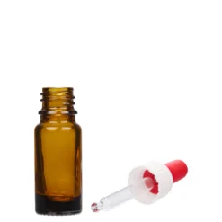 Flacone con contagocce 10 ml, medicina, vetro, marrone, bocca: DIN 18