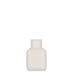 Flacone tanica da 50 ml, rettangolare, plastica HDPE, naturale, bocca: DIN 25