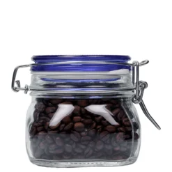 500 ml barattolo a chiusura a filo 'Fido' con tappo blu, quadrato, bocca: chiusura a filo