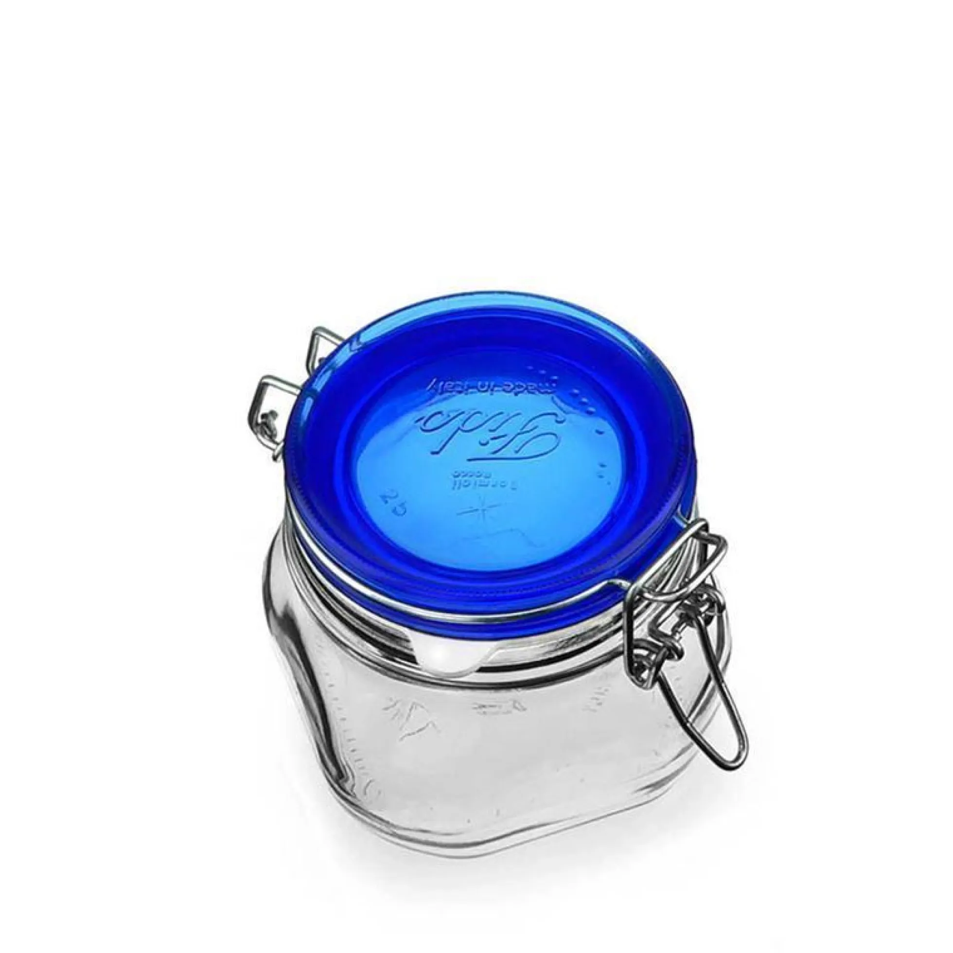 500 ml barattolo a chiusura a filo 'Fido' con tappo blu, quadrato, bocca: chiusura a filo