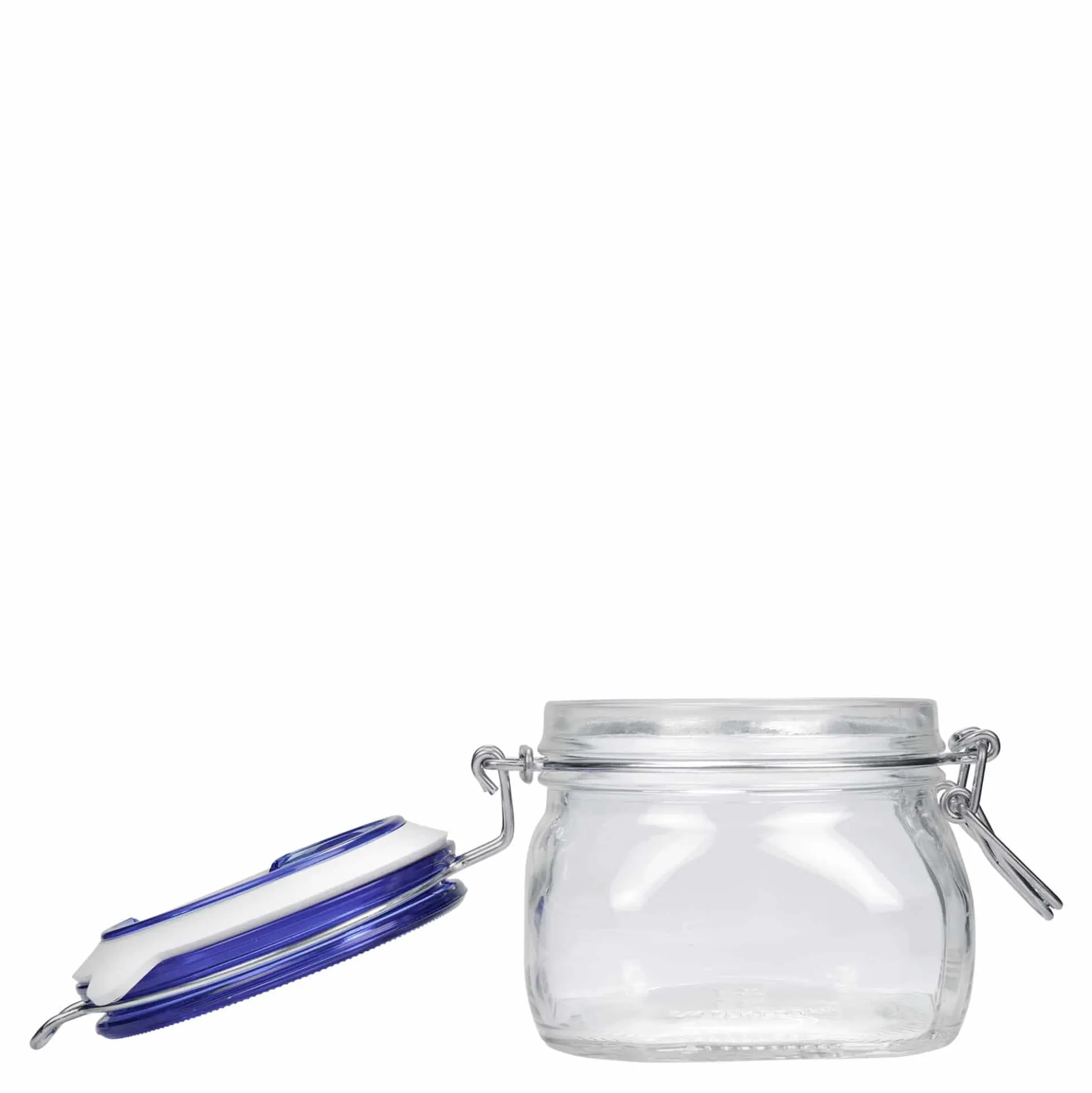 500 ml barattolo a chiusura a filo 'Fido' con tappo blu, quadrato, bocca: chiusura a filo
