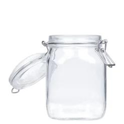 1.000 ml barattolo a chiusura ermetica con gancio 'Fido', quadrato, bocca: chiusura a gancio
