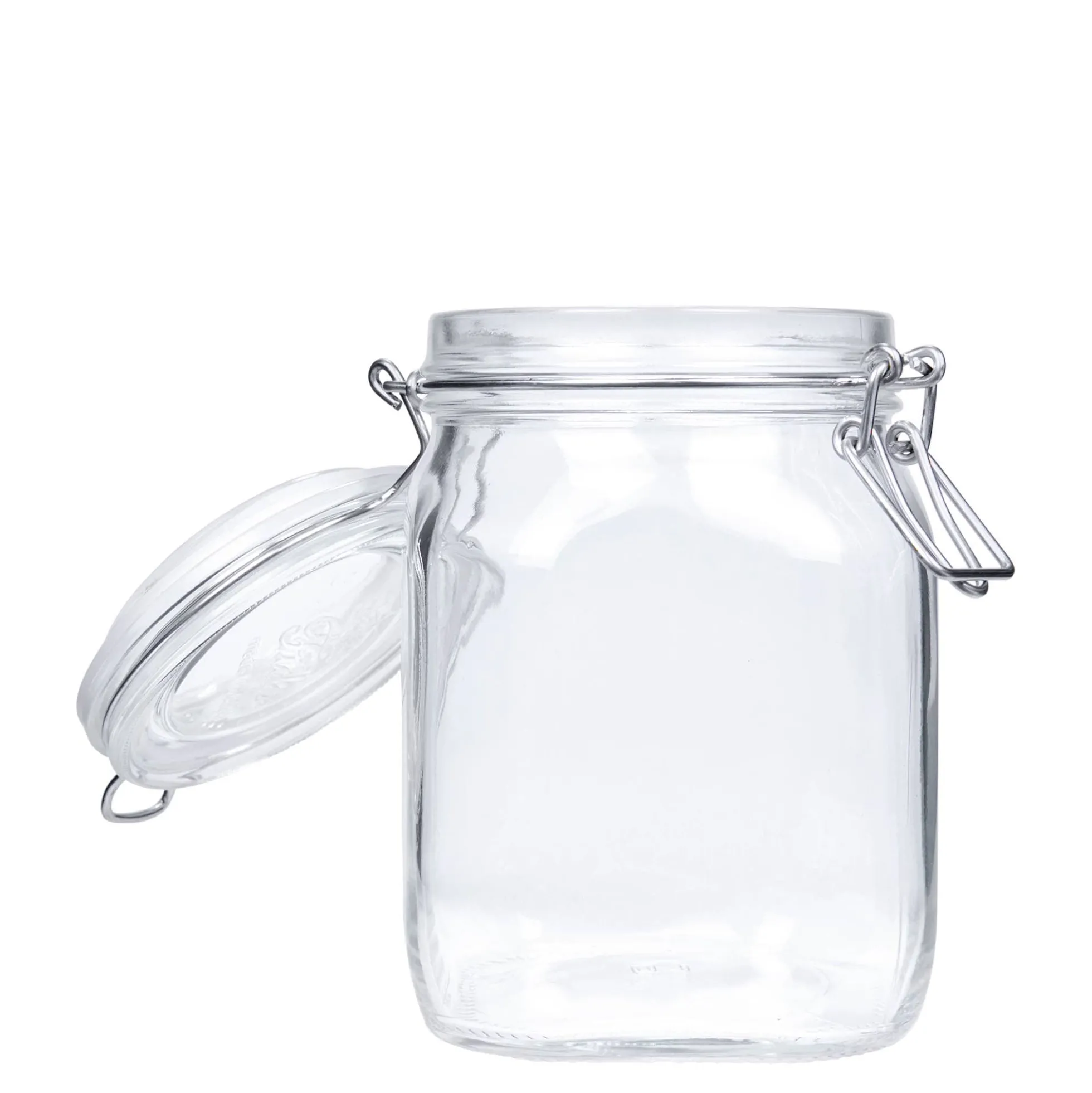 1.000 ml barattolo a chiusura ermetica con gancio 'Fido', quadrato, bocca: chiusura a gancio