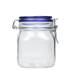 750 ml barattolo con chiusura a gancio 'Fido' tappo blu, quadrato, bocca: chiusura a gancio