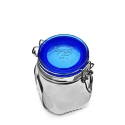 750 ml barattolo con chiusura a gancio 'Fido' tappo blu, quadrato, bocca: chiusura a gancio
