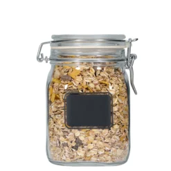 1.000 ml barattolo con chiusura a gancio 'Fido', motivo: campo etichetta, quadrato, bocca: chiusura a gancio