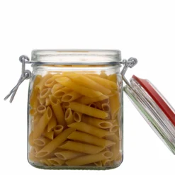 900 ml barattolo con chiusura a molla, quadrato, bocca: chiusura a molla