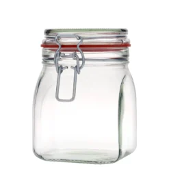 900 ml barattolo con chiusura a molla, quadrato, bocca: chiusura a molla