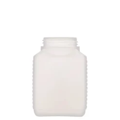 500 ml bottiglia a collo largo, rettangolare, plastica HDPE, naturale, bocca: DIN 60 EPE